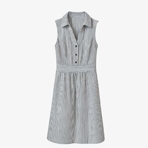Anthropologie Maeve Dark Grey and White Striped Collared Shirt Dress 2